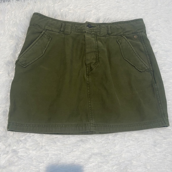 Scotch and Soda Army Green Denim Button Fly Mini Skirt - Picture 1 of 7